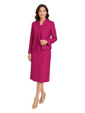 Kasper Woman 8P Fuchsia 2 Piece Dress Suit Petite Career Church Elegant